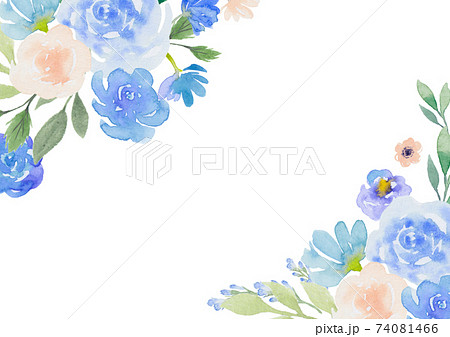 青いバラの飾り枠のイラスト素材