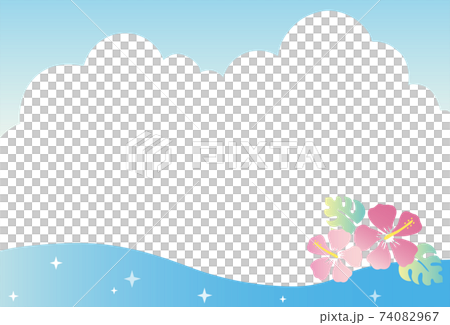 Sky, sea, hibiscus frame material 74082967