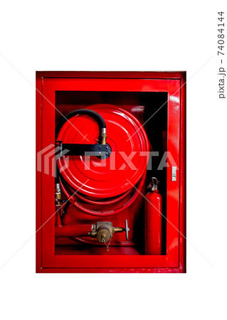 Red Fire extinguisher in office building Interior emergency safety equipment Red Fire extinguisher in office building Interior emergency safety equipment 74084144