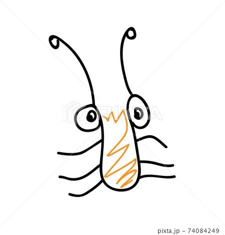 Beetle, cockroach in a deliberately childish style. Line art. Imitation child drawing. Felt-tip pen. Beetle, cockroach in a deliberately childish style. Line art. Imitation child drawing. Felt-tip pen. 74084249