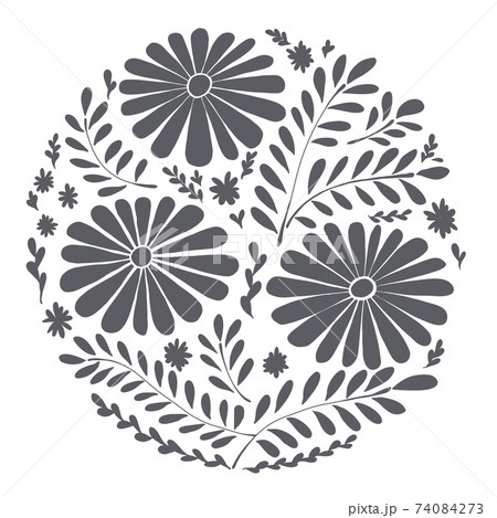 花紋 菊 白黒のイラスト素材