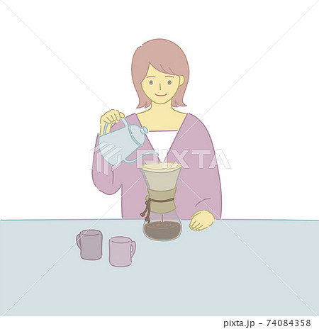 コーヒーを淹れる女性 74084358