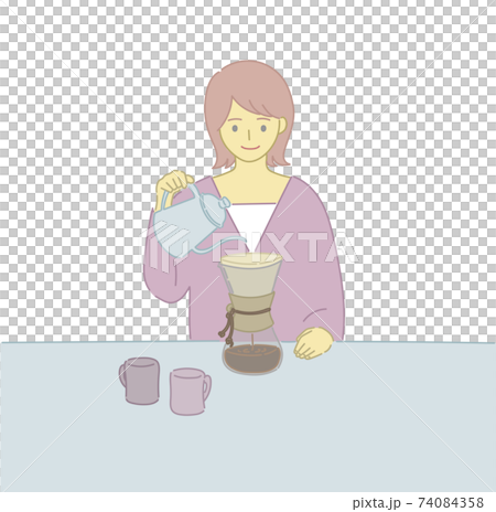 コーヒーを淹れる女性 74084358