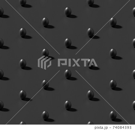 Many black chicken eggs with shadow on black isometric seamless background. Many black chicken eggs with shadow on black isometric seamless background. 74084393