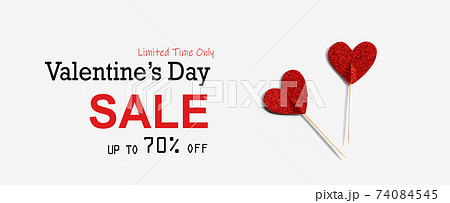 Valentines Day Sale theme with red glitter heart picks Valentines Day Sale theme with red glitter heart picks 74084545