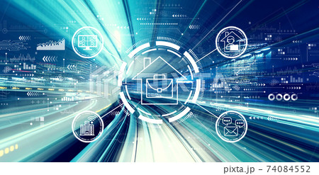 Telework theme with high speed motion blur 74084552