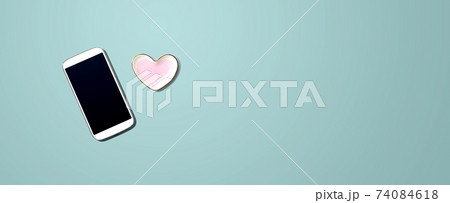 Smartphone with heart shaped dish 74084618