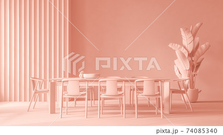 Monocrome flat pink interior of modern living room 3D rendering Monocrome flat pink interior of modern living room 3D rendering 74085340