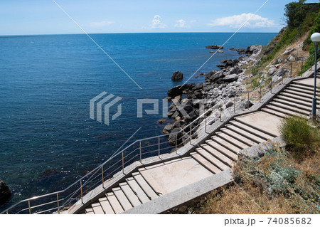 the embankment along the Black Sea in Foros, Crimea 74085682
