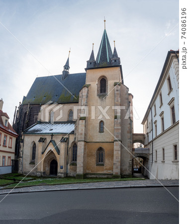 Church of Saint Gothard in Slany town, Czechia. Old renewal building Church of Saint Gothard in Slany town, Czechia. Old renewal building 74086196