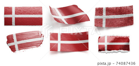 Set of the national flag of Denmark on a white background Set of the national flag of Denmark on a white background 74087436