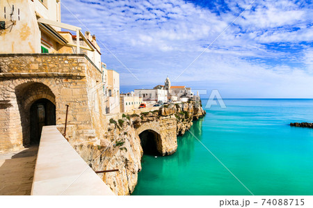Beautiful coastal town Vieste in Puglia. Italian summer holidays 74088715