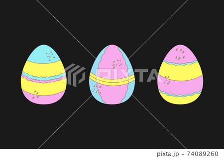 Easter eggs icons. Decorative colored set for creative cards, invitations, flyers, posters. Dark grey backgoround 74089260