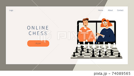 Online Chess Landing Page のイラスト素材