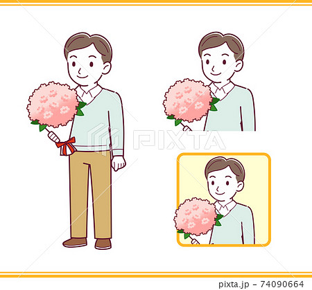 青い服を着たお父さん 74090664