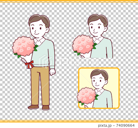 青い服を着たお父さん 74090664