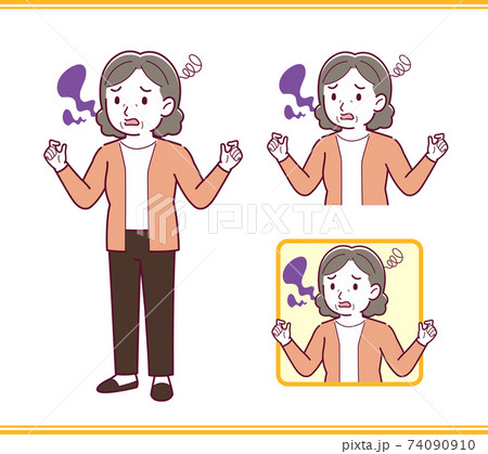 Elderly woman with gray hair_B_smell_trouble02.eps 74090910