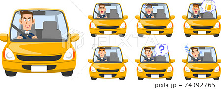 自動車を運転する男性の表情のイラストセット 自動車を運転する男性の表情のイラストセット 74092765