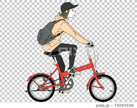 自転車に乗っている女性のイラストのイラスト素材