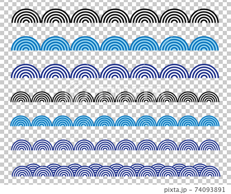 青海波のパターンラインセットのイラスト素材