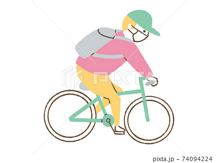 マスクをして自転車に乗る人のイラスト素材