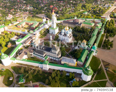 Panoramic aerial view of Trinity-Sergius Lavra in Sergiev Posad Panoramic aerial view of Trinity-Sergius Lavra in Sergiev Posad 74094538