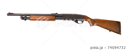 Hunting pump action shotgun isolated on white background Hunting pump action shotgun isolated on white background 74094732