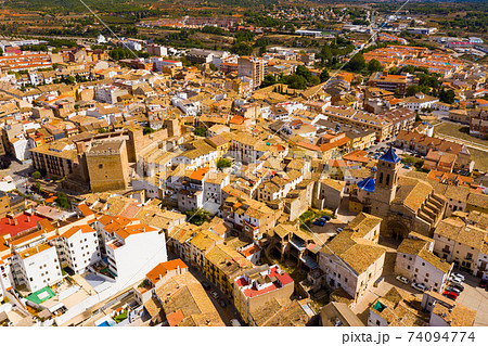 View from drone of spanish city Requena View from drone of spanish city Requena 74094774
