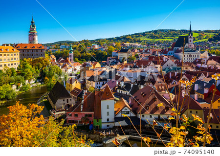 Cesky Krumlov with Castle and Cathedral Cesky Krumlov with Castle and Cathedral 74095140