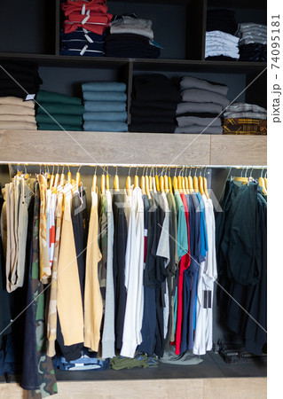 Casual men clothes in apparel store Casual men clothes in apparel store 74095181