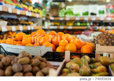 Picture of seasonal fruits on counter 74095656