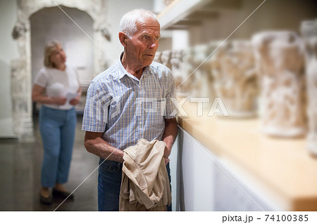 Man visiting exposition of Art Museum 74100385