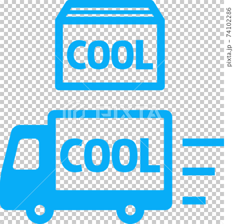 クール便の箱とトラックのアイコン クール便の箱とトラックのアイコン 74102286