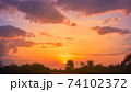 Beatiful sunset with cloudy.Horizontal dusk landscape.Nature landscape with clouds background 74102372