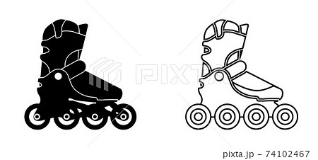 Roller skates icons in linear style. Black-white vector Roller skates icons in linear style. Black-white vector 74102467