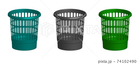 Realistic 3D office waste bins. Isolated vector on white background Realistic 3D office waste bins. Isolated vector on white background 74102490