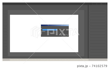 image export window with loading bar. Screen programs for working with pictures. Vector 74102579