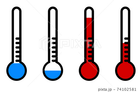 thermometer with high and low temperature. Cartoon style. Isolated vector on white background 74102581