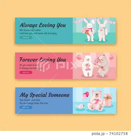 Banner template with loving you concept design for advertise and marketing watercolor vector illustration Banner template with loving you concept design for advertise and marketing watercolor vector illustration 74102758