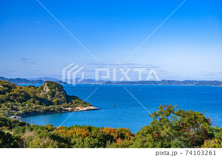 香川県、豊島、海、快晴 74103261