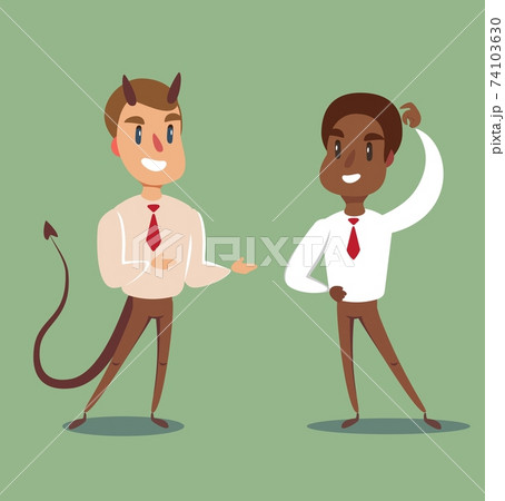 Devil and businessman. Business concept illustration of a businessman making a deal with devil. Devil and businessman. Business concept illustration of a businessman making a deal with devil. 74103630