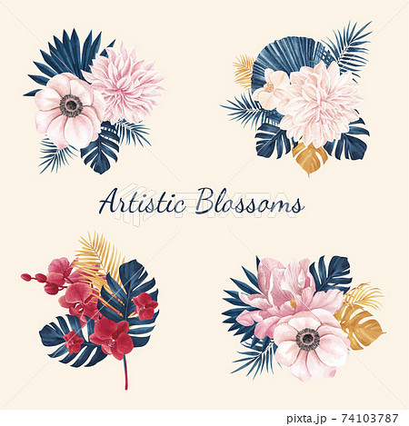 Bouquet with pampas floral watercolor vector illustration Bouquet with pampas floral watercolor vector illustration 74103787