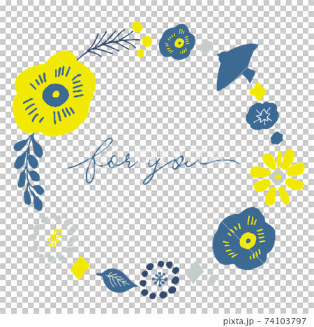 Scandinavian flower and vegetation wreath hand-drawn illustration 74103797