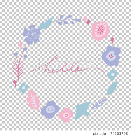 Scandinavian flower and vegetation wreath hand-drawn illustration Scandinavian flower and vegetation wreath hand-drawn illustration 74103798