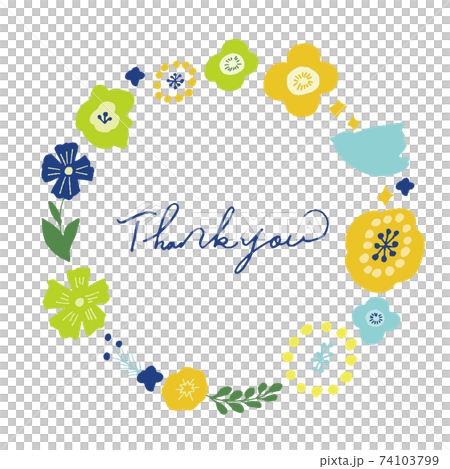 Scandinavian flower and vegetation wreath hand-drawn illustration 74103799