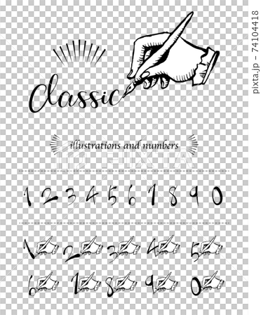 アンティーク クラシックなイメージの数字と手のベクターイラストのイラスト素材