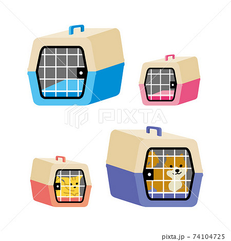 ケージに入った犬と猫のイラストのイラスト素材