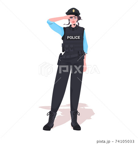 Policewoman In Tactical Gear Riot Police のイラスト素材