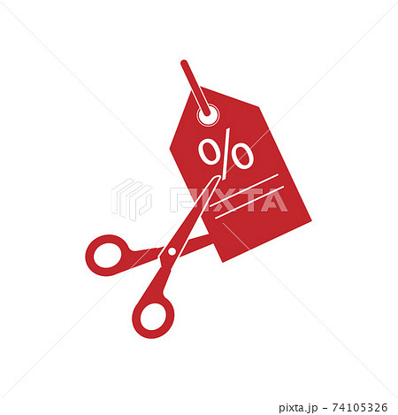 Scissors cutting price tag icon. Vector illustration, flat design. tag Scissors cutting price tag icon. Vector illustration, flat design. tag 74105326