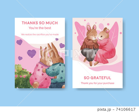 Card template with paradise love concept design watercolor vector illustration 74106617